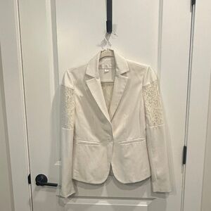 Boston Proper Ivory Blazer with Lace Detail